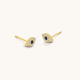 Aniq Crystal Evil Eye Stud Earrings | 18k Gold Vermeil & 925 Sterling Silver | Hypoallergenic